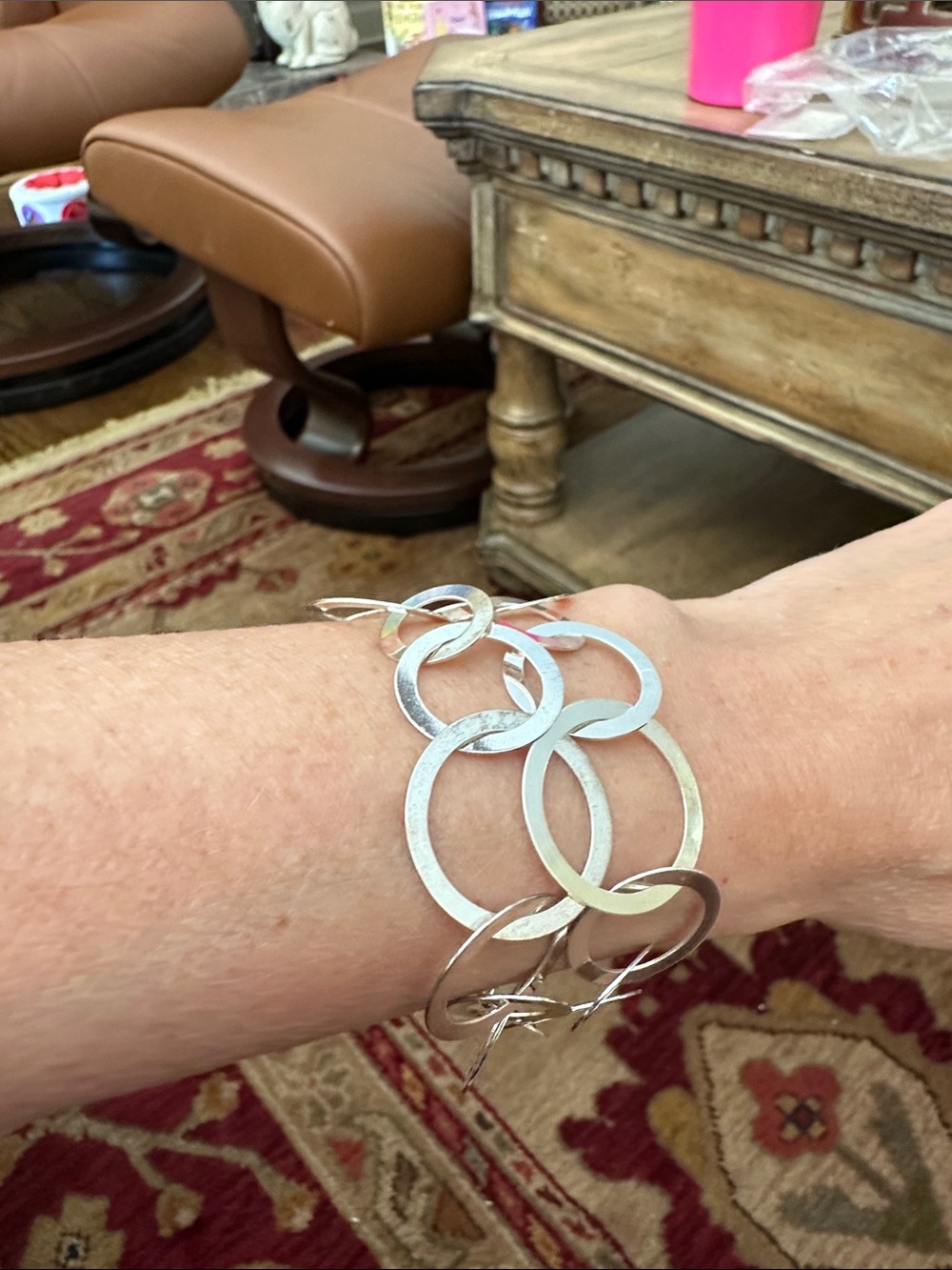 Silver Interlocking Circle Bracelet - Women Jewelry